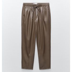 Zara faux leather mid rise the weekend pants